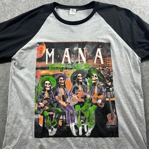 Mana Raglan Graphic Tee Mens M Gray Black Noches de Cantina Tour Baseball Shirt
